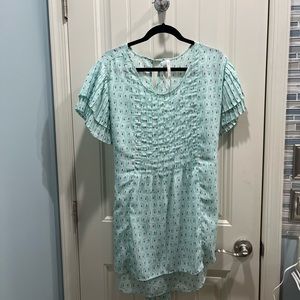 Melissa McCarthy Seven7 tunic-length top in size 2x. Aqua with blue pattern